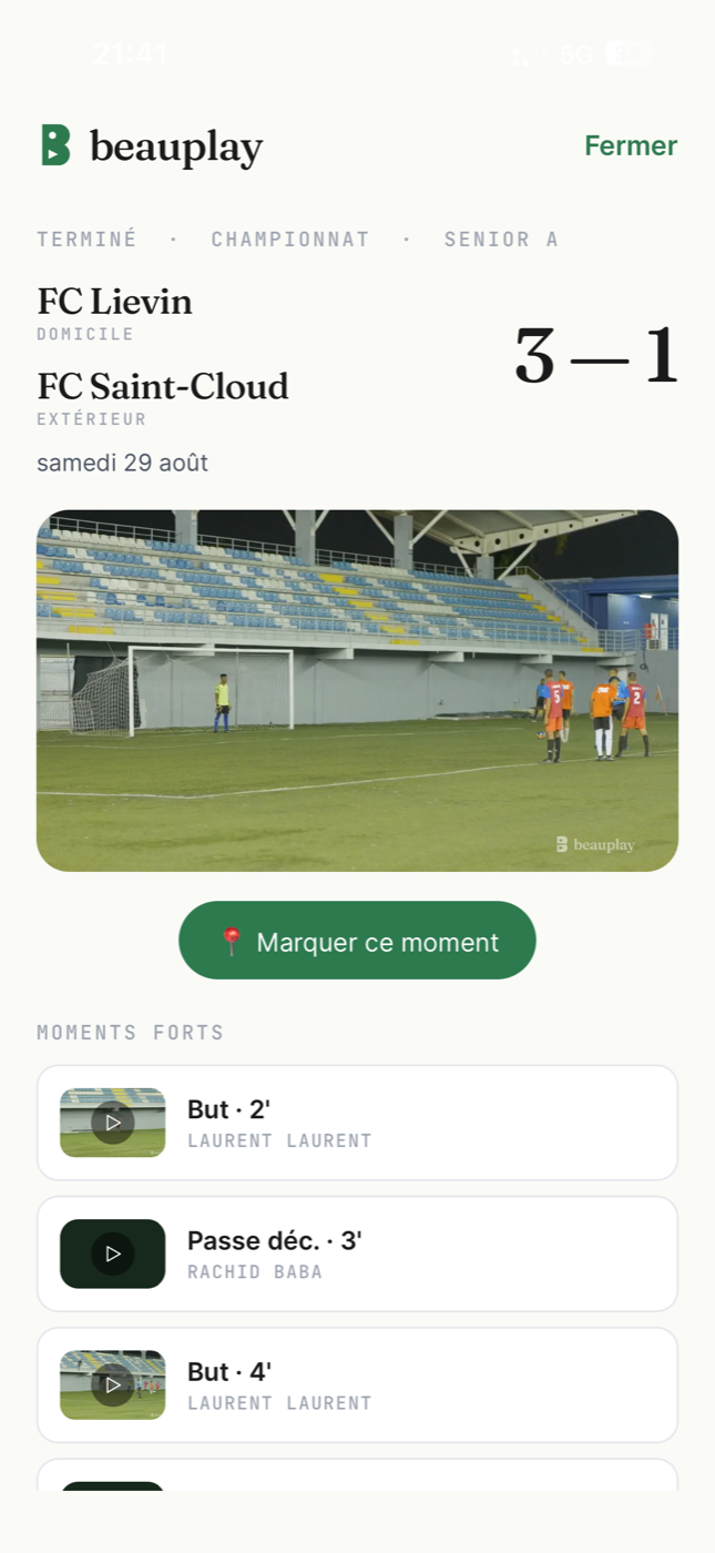 Détail d'un match